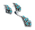 Navajo Authentic Sterling Silver Turquoise Pendant Earrings Jewelry Set JX124287
